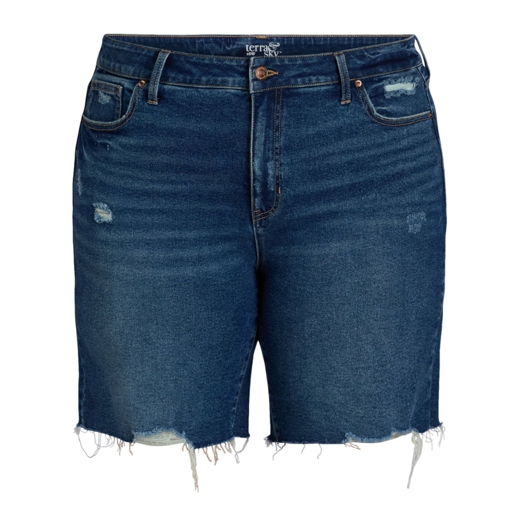 Destructed Hem‎ Bermuda Distressed Shorts